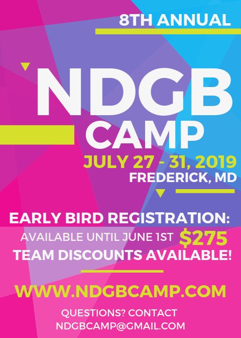 We’re ready for another summer camp! Register online &amp; take advantage of the early bird registration before June 1st: ndgbcamp.com