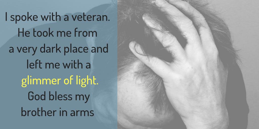 VeteransGateway's tweet photo. If you're struggling with difficult feelings and thinking about taking your own life, please tell someone. We're here for you right now and throughout the night to listen. Contact us 👉 https://t.co/gQoNi16w6y https://t.co/2ESWBFLa5o