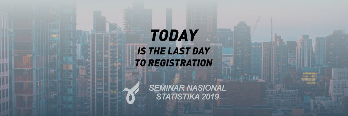 [ HARI TERAKHIR DAFTAR SEMNAS ]
Hari ini terakhir daftar Seminar Nasional Statistika 2019
Segera daftar yuk sebelum menyesal 😊