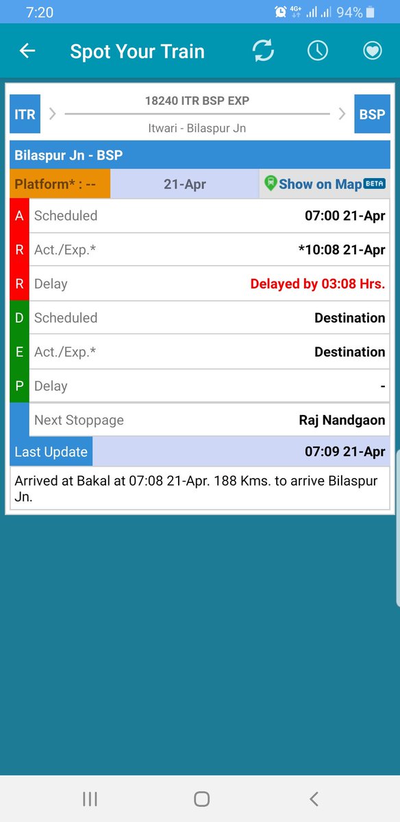 hoslaag's tweet photo. @RailwaySeva @PiyushGoyalOffc @DRMBilaspur sir my brother is coming in train 18240 and booked connecting ticket to Korba in 18518 @ Rs.700, now 18240 is late by 3.30 hrs so not able board korba train. 10.20am local is cancelled. Next train to korba is at 2.30pm. think sir https://t.co/o7Voz7zABg