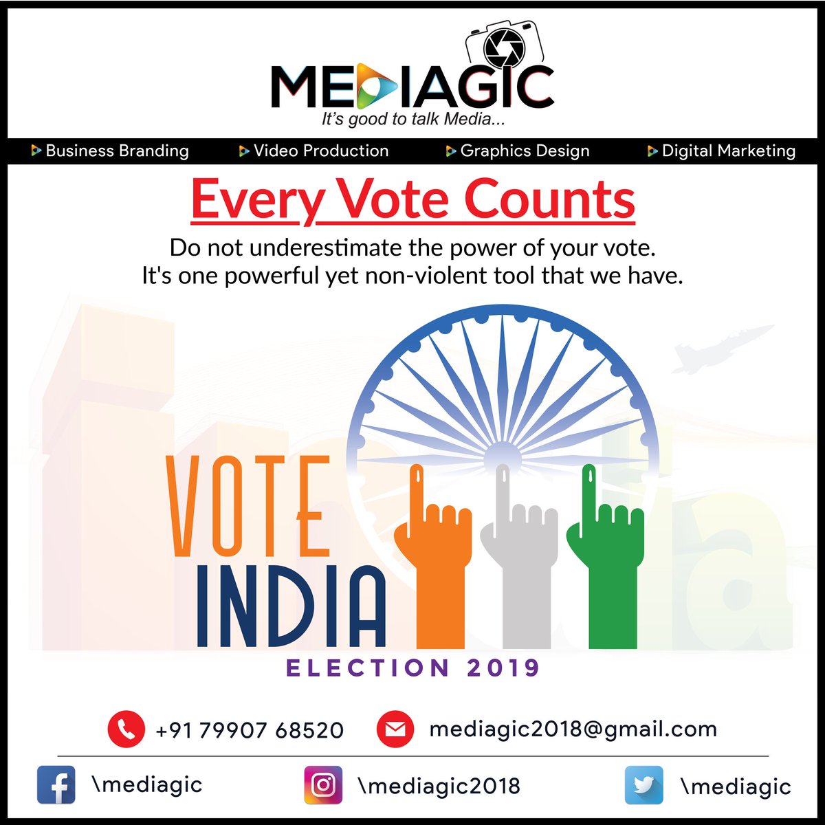 mediagic's tweet photo. Every vote counts. Vote for better INDIA
#voteindia 
#vote #voteforindia #voteforbetterindia #everyvotecounts #votes #votevotevote #votewithus #voters #voteindiavote #voteindia https://t.co/EnVha1SzIo