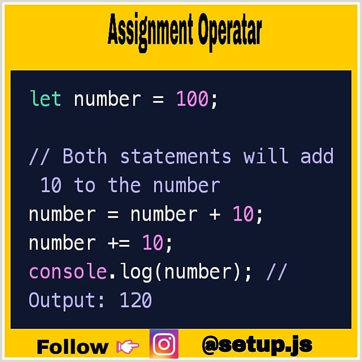 setup_jss's tweet photo. In JavaScript, the addition assignment operator can used to add the value on the right hand side to the existing value &amp; assign it to the variable.
#100daysofcode #buildupdevs #devs #dev #developer #coding #code #coders #computerscience #programmer #programmers #webdevelopment https://t.co/Qez49Q7XqL