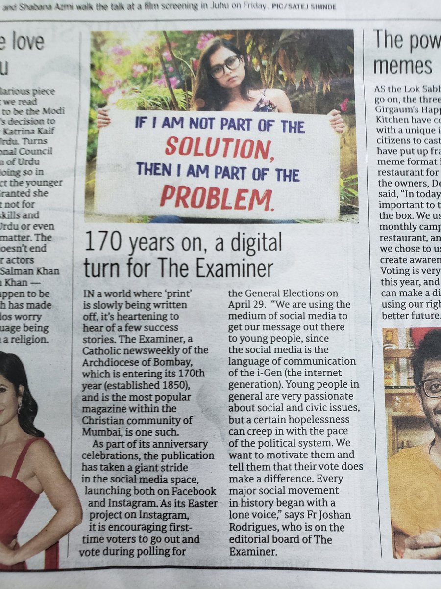 JoshanRodrigues's tweet photo. Thank you Sunday @mid_day for featuring us in today's edition! The Examiner Mumbai is launching a voting campaign soon. Stay tuned! 

#archbombay #examinermumbai @samenthaf @janeborges9 @editor_icm @indianbishops @OrlemConnect https://t.co/AFcQzJJZD0
