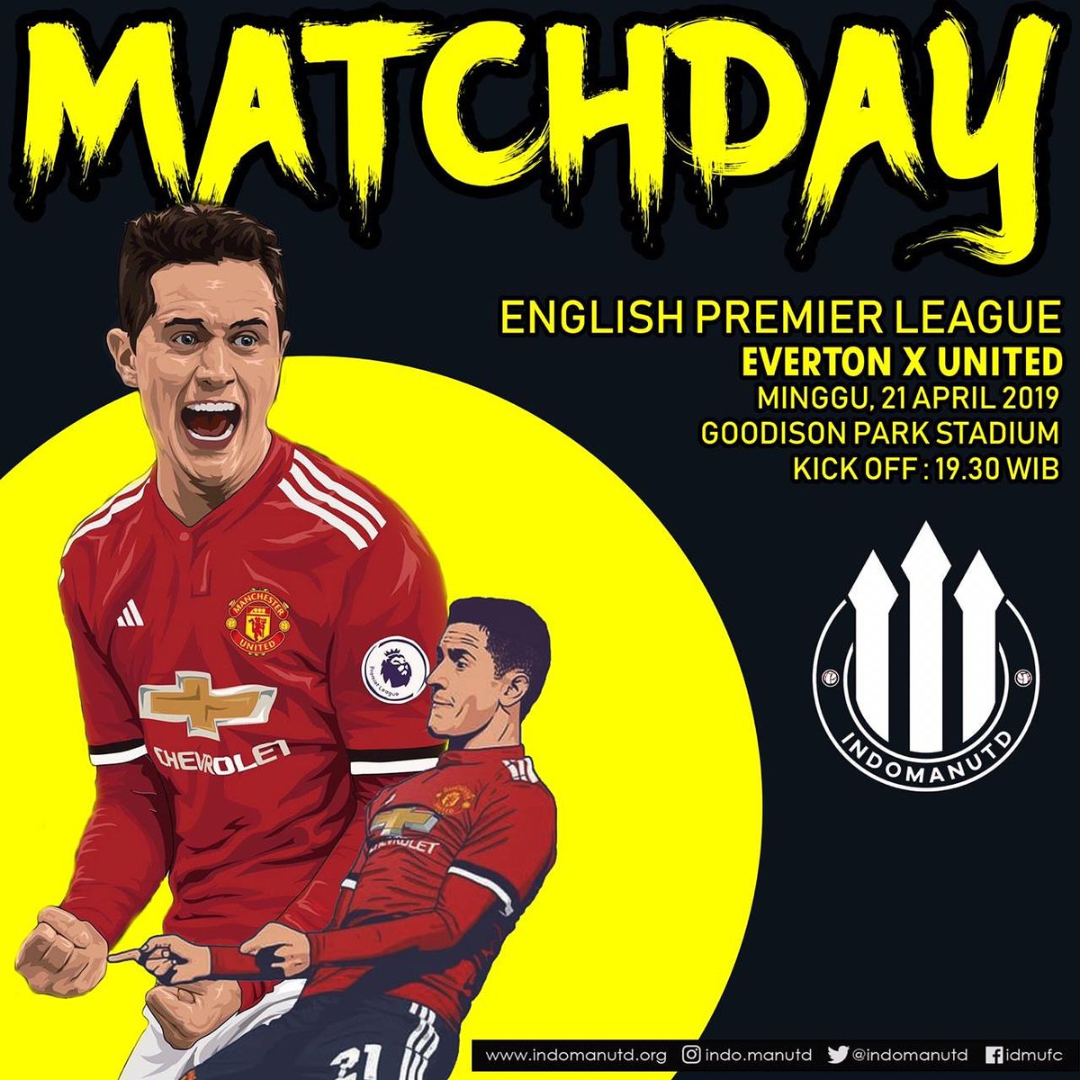 [ NOBAR INDOMANUTD SALATIGA ]
.
⚽  Everton x Manchester United
🏆  Premier League
🚩  Kedai Humble
🕦  Kick off : 19'30 WIB
🕚  Open gate : 19'00 WIB
💰  Htm : 10k ( Drink )
👰  Ladies berjersey MUFC free htm
.
#indomanutd #mufc #ManchesterUnited #premierleague