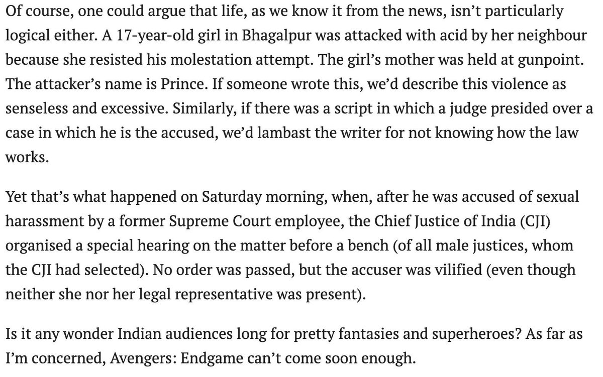dpanjana's tweet photo. Could have added a LOT more real-life incidents as examples of what would be slammed for straining credibility if written for fiction. Like, Pragya Thakur with her 'curse' on Hemant Karkare, her (false) claims of torture and her pride at demolishing Babri Masjid. #WordCountWoes https://t.co/KEoU654hDy