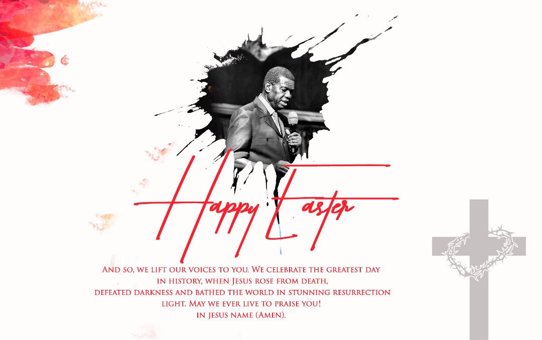 PastorEAAdeboye's tweet photo. And so we celebrate the Greatest Day in the history of Mankind, when Jesus rose and defeated death and darkness and bathed the world in his Marvelous light. I pray for you today, all dark areas of your life will receive light in the name of Jesus.
#happyeaster https://t.co/Hf5BJ0UbkO