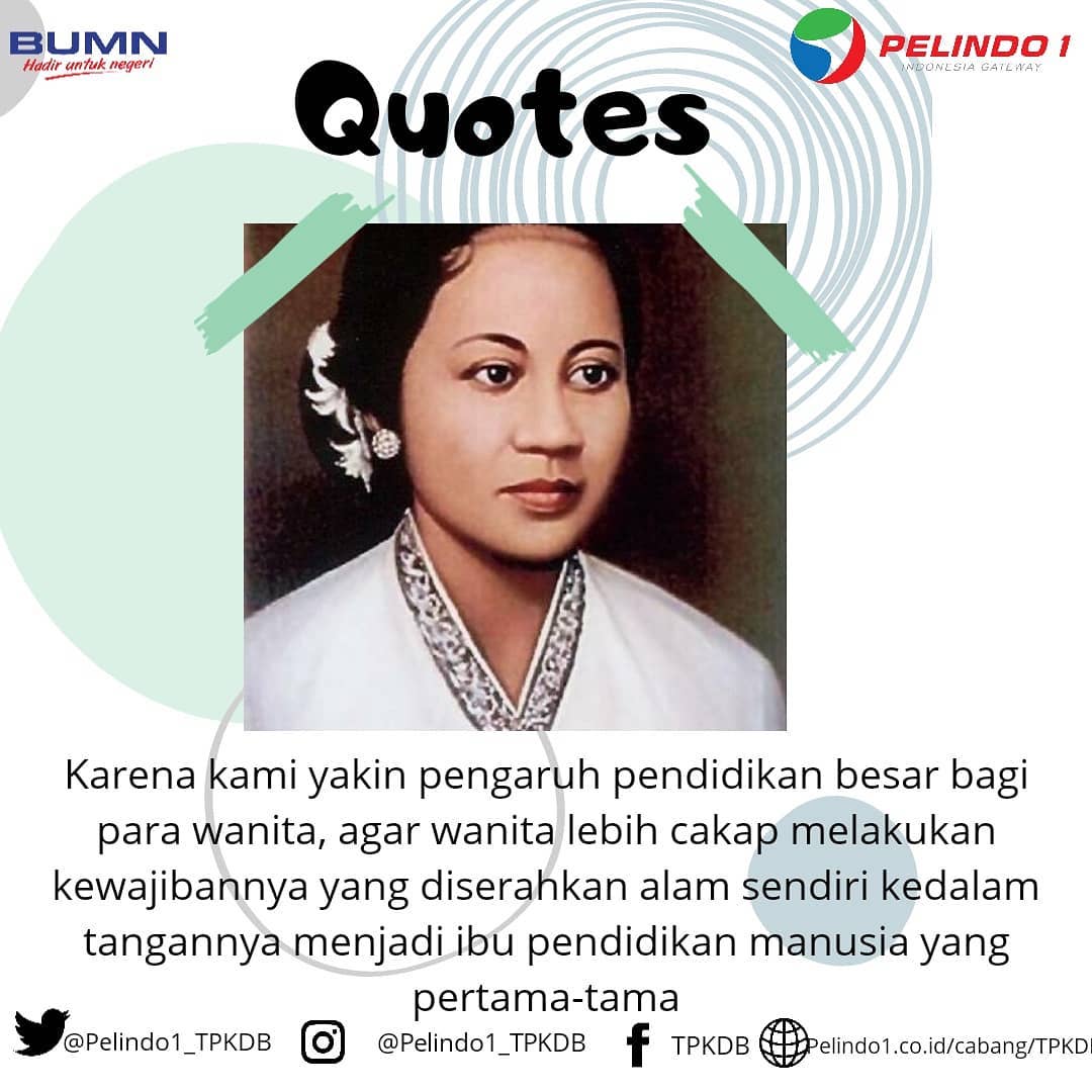 PELINDO1_TPKDB's tweet photo. Halo port lovers...
Best quotes today kembali hadir dari salah satu pahlawan nasional R.A Kartini. 
Selamat hari Kartini 👏👏👏
#portlovers
#sahabattpkdb 
#tpkdb 
#pelindo1 
#pelindo1hebat 
#bumnhadiruntuknegeri 
#bumn 
#indonesiagateway 
#harikartini 
#kartiniday https://t.co/YauuZIMYew