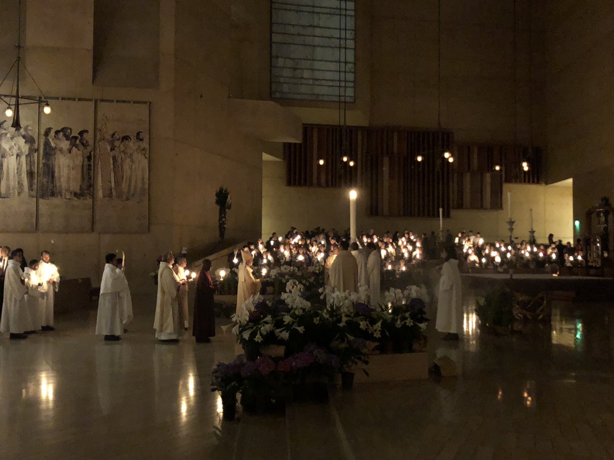 lacatholics's tweet photo. O God, sanctify this new fire and grant that, by these paschal celebrations, we may be so inflamed with heavenly desires. #HolyWeekLA https://t.co/3i7AvK8rHc
