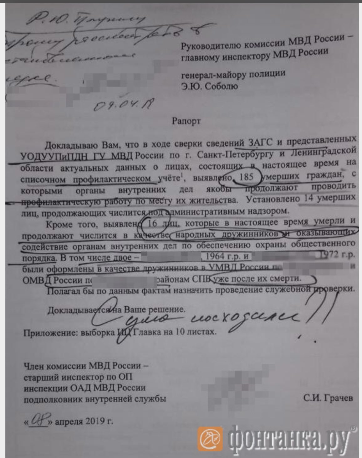 Рапорт начальнику полиции