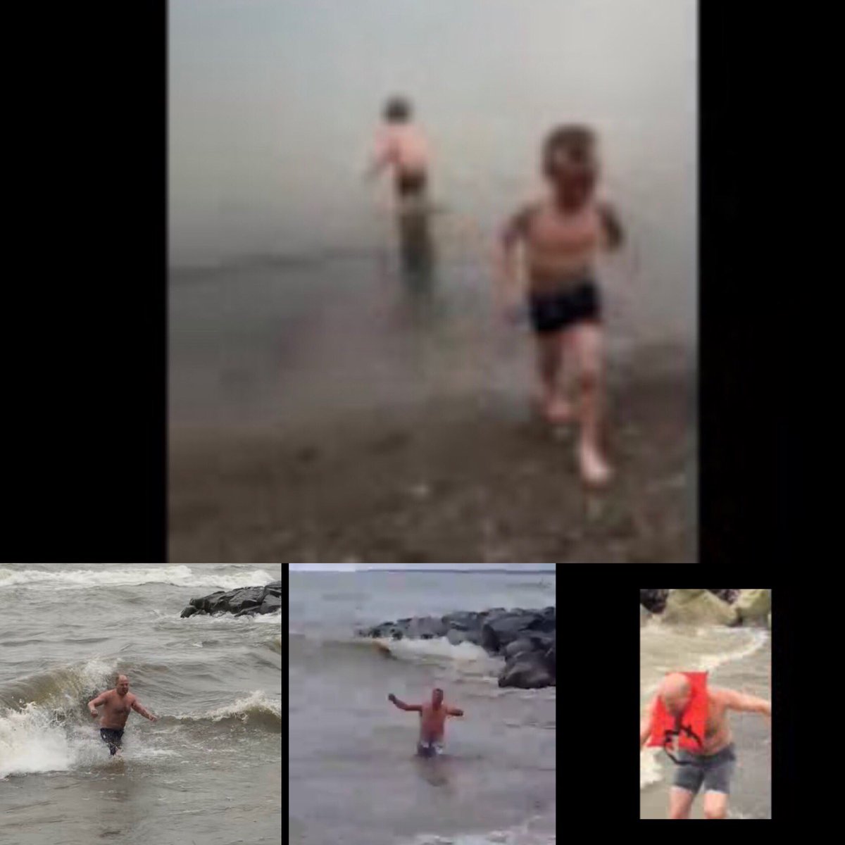 danreese8's tweet photo. Owen n Casey Folger (Grand Nephews age 4 &amp; 6) get honors for 1st swim in Lake Erie.....Dan,Dick, &amp; David Reese follow. #lifeisgood https://t.co/pCtQedRz5A