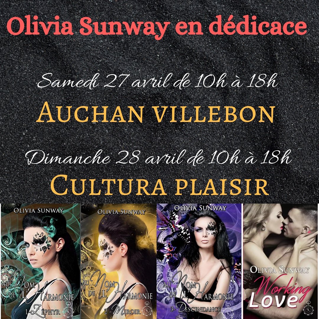 OliviaSunway's tweet photo. #dedicaces #OliviaSunway #rencontres #fantastique #roman #Zéphyr #Miroir #AuNomDeLharmonie #Descendance #amourimpossible #Auchan #villebonsuryvette #cultura #plaisir #lesclayessousbois #workinglove #newromance #newadulte #fantasyurbaine #paranormal #romance #comédieromantique https://t.co/KWShwMIHXB
