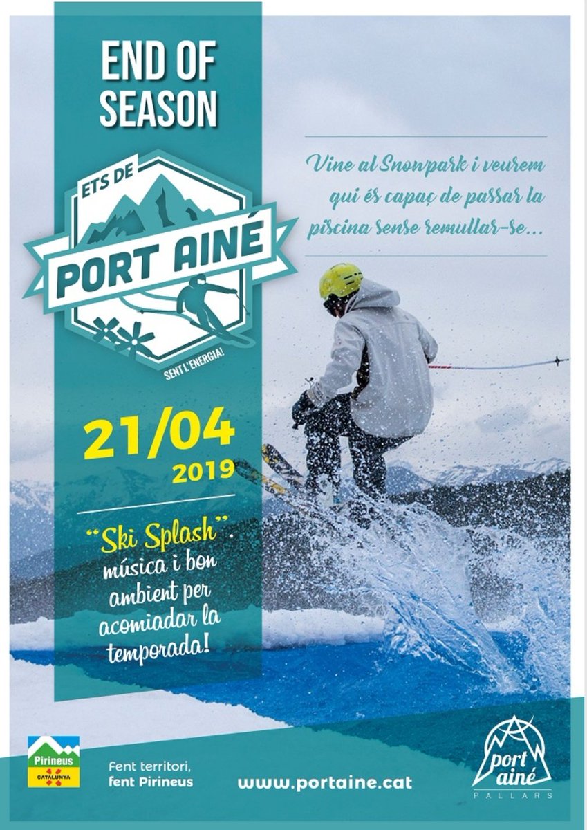 visitpallars's tweet photo. Digues-li adéu🖐️ a la temporada d'hivern al END OF SEASON de Port Ainé!
Es tracta d'una festa🎉 de cloenda de temporada oberta a tothom a la zona de l'Snowpark de Port Ainé. https://t.co/3nmCx7BBS3