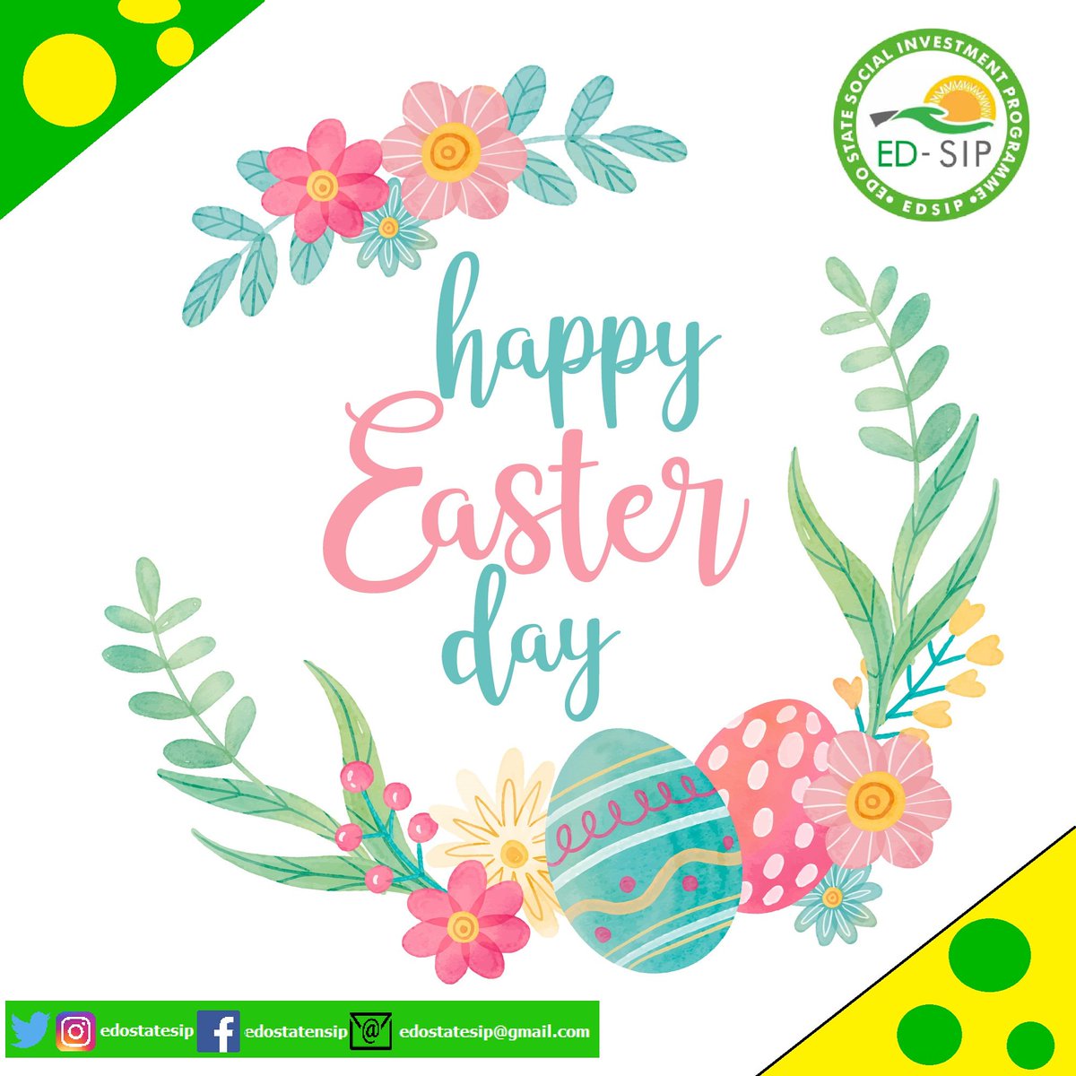 EdoStateSIP's tweet photo. Happy Easter from all of us at Edo State SIP
May the essence of the season remain ever fresh in our hearts.
#easter
#edsip https://t.co/JjsKK4Hj4q