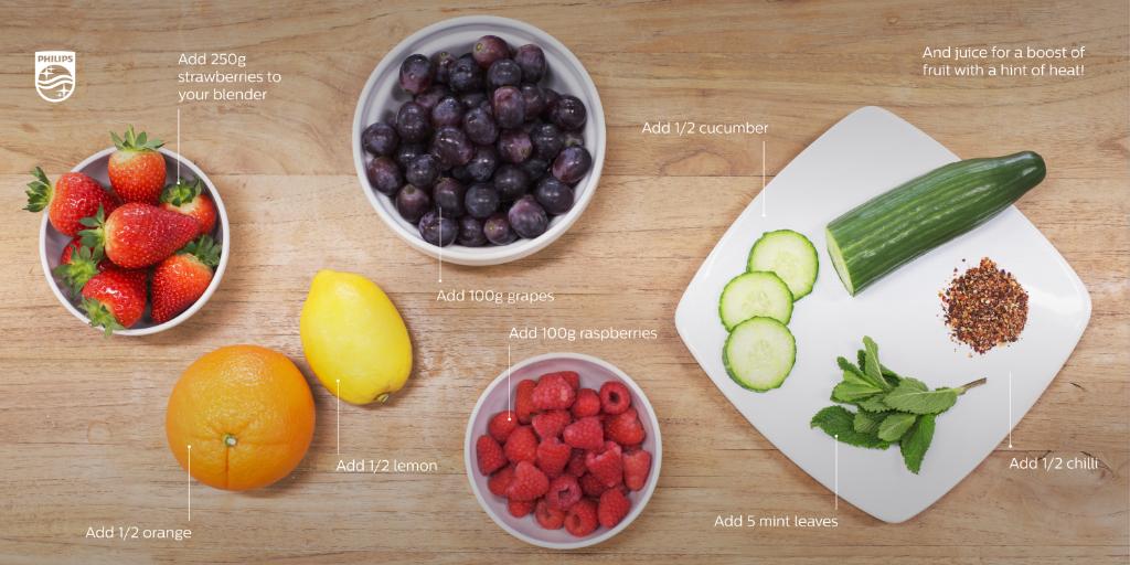 Philips's tweet photo. Struggling to meet your 5-a-day? Try this simple, fresh recipe for an at-home boost of fruit and vegetables! https://t.co/T5Mc1KrRAY