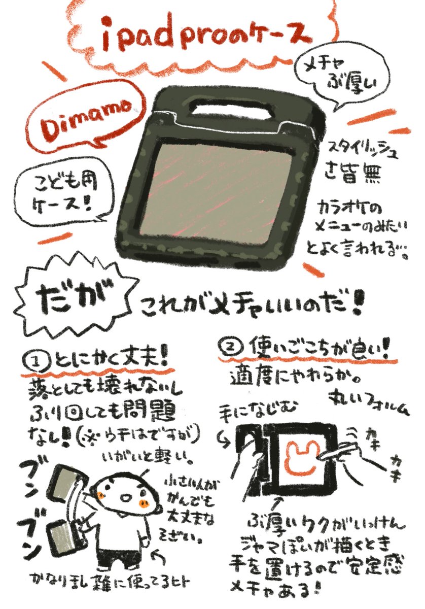 ipad pro用ケースDynamo装着!超丈夫です!iPad mini2でも使用してますが、かなり雑に使っても壊れることは今のところ全くないです。ipadが薄くて脆そうで恐かったんですがこれがあるだけで安心。これを着たらもううちの子です!もともと子ども用なのでお子さんがいるお家にはメチャおススメす! 