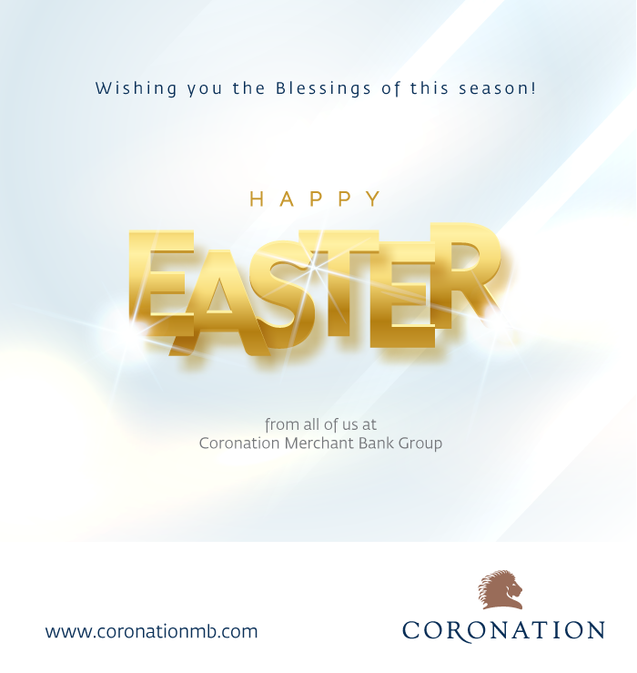 coronationmb's tweet photo. May this season bring you new hopes, new opportunities, new dreams and lasting happiness.
Happy Easter!
From all of us at Coronation Merchant Bank Group.
#newopportunities #dreams #easter #investmentbanking #worldclasssolutions #coronationmb #happiness https://t.co/7umqszGz3l
