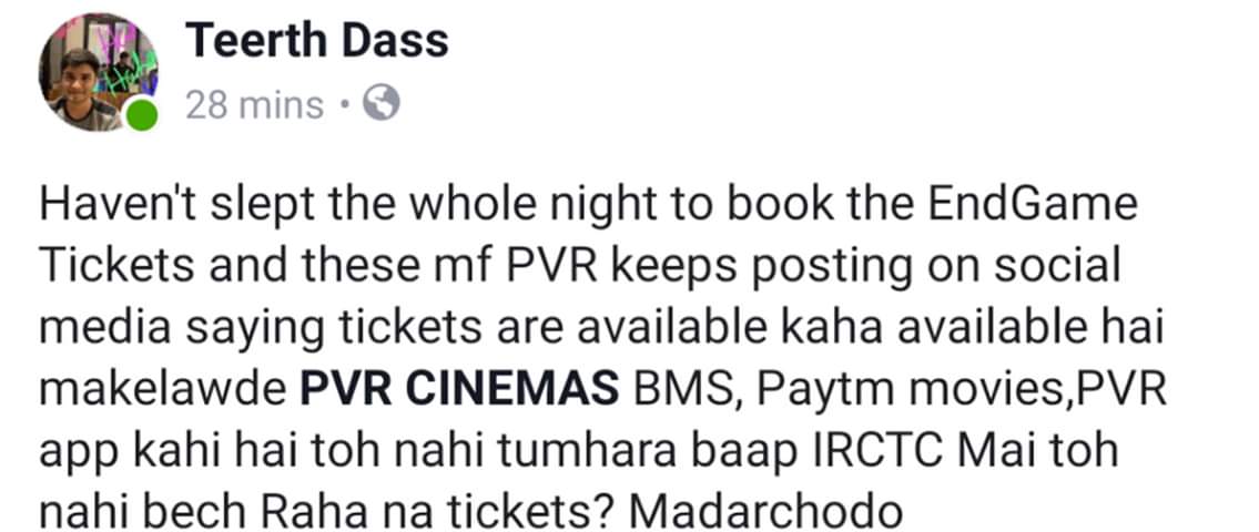 Tanny_malleus's tweet photo. This guy is ultimate
#BookMyShow #AvengersEndgame #frustrated #bmscrashed https://t.co/0mCqirafLg