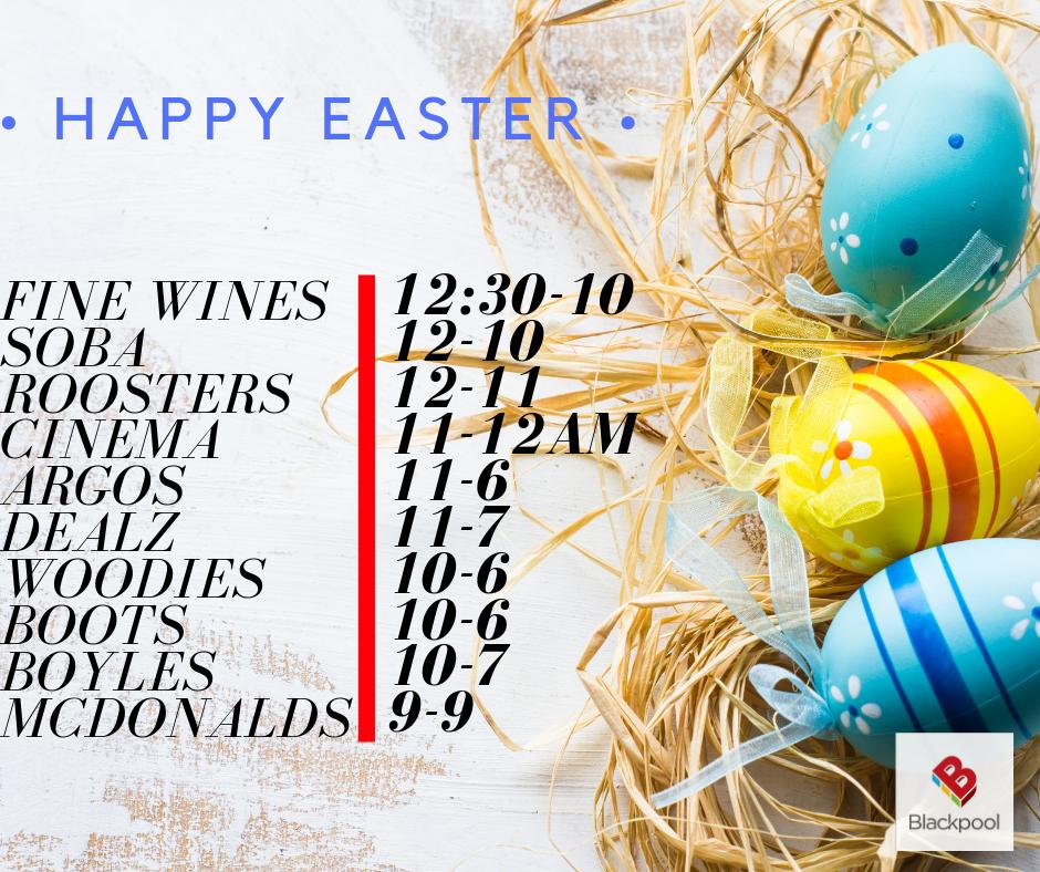 While the Centre will remain CLOSED, The Shops seen below are OPEN! 👇🤩
-
HAPPY EASTER!🐰💫
#BlackpoolShoppingDistrict