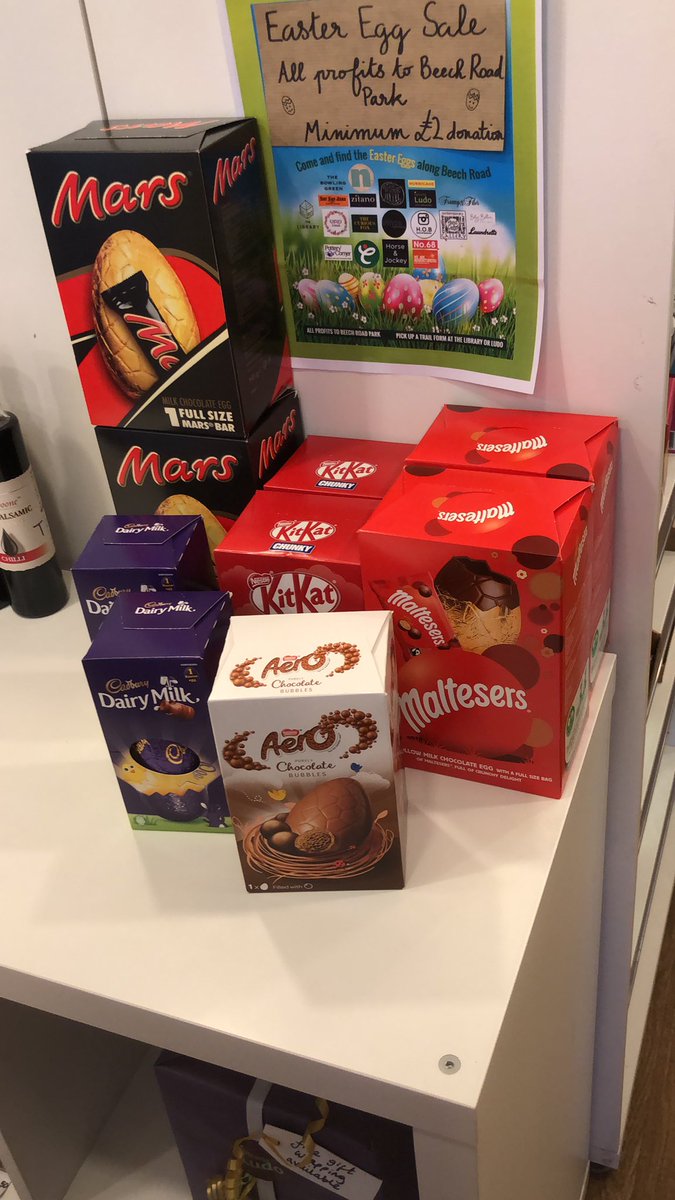LeCafeLudo's tweet photo. You need a last minute #Easter Egg...? No worries... we’ve still got a few in stock! But we’ve also got a lot of charity Easter Eggs you can buy to keep it local and support #BeechRoad Park https://t.co/7dtHZ1qyc3