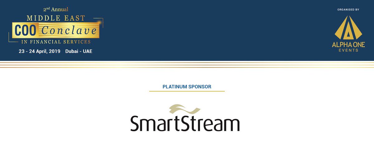 smartstreamhq's tweet photo. Pleased to participate as 'Platinum Sponsor' at the Annual Middle East #COOConclave, 23-24 April, Dubai.
Join @SmartStream_STP in a session discussing #DigitalBanking - Implications for the #BackOffice, #AI and #InnovativeTechnologies in the world of #OperationalControl https://t.co/s0j4HeyZbU