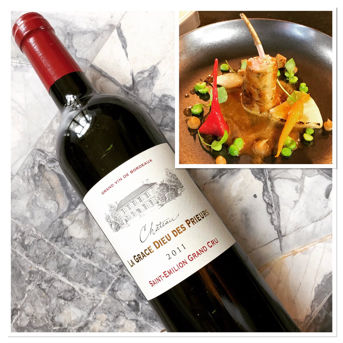 Easter is all about lamb and chocolate !

We got the delight to serve one of our à la carte dish , the rack of lamb with a #navarin sauce .
It is paired with a #SaintEmillion grand cru, #lagracedieuxdesPrieurs 11
A Classic  combinaison for this traditional celebration, but still