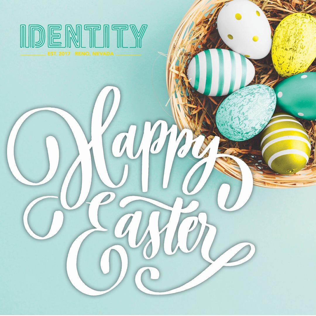 IdentityReno's tweet photo. Happy Easter from your Identity Reno team! Due to the holiday, our office is closed today and normal office hours will resume on Monday. #LiveBetter #LiveID #HappyEaster https://t.co/H7U25Fi6sM