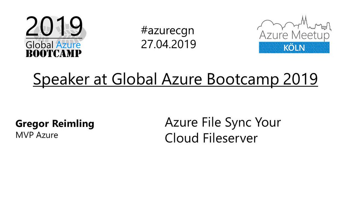 azurecgn's tweet image. . @GregorReimling ist auf dem #GlobalAzure bootcamp Cologne 2019 mit #AzureFiles dabei! #azurecgn