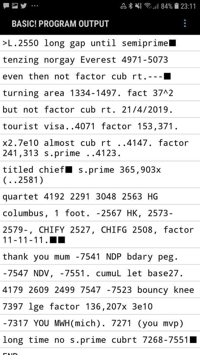 mcdonwt's tweet photo. Long time no #semiprime cubrt cumul let val base 27. Tzing #norgay. Sequence. https://t.co/ykmz02iXg5 https://t.co/kB2lO4OVR4