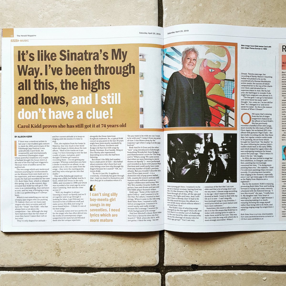 girlfridayjazz's tweet photo. Loved interviewing the great Carol Kidd for yesterday's Herald. I've interviewed her umpteen times over the years but never in such depth about how she chooses songs, especially as she gets older. I'll publish it on my blog in next couple of days. #carolkidd https://t.co/EhAMlfZ1PF