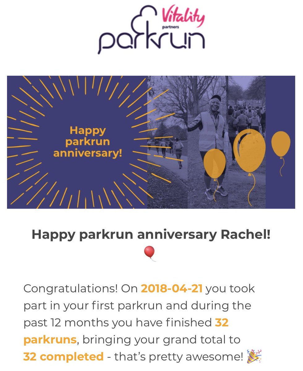 WhortonTraining's tweet photo. One year since I did my first parkrun!Such a brillant organisation and would recommend it to anyone regardless of your level of fitness. It definitely allows me to satisfy my competitive nature and I will get a sub 29 before moving to Edinburgh! ☺️ #parkrunuk #anniversary https://t.co/ZVQQHa2kOl