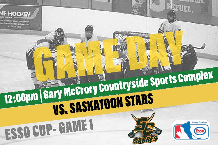 Stoney Creek MAA (@maasabres) on Twitter photo 🚨Gameday🚨
Esso Cup- Game 1
🆚Saskatoon Stars
🏟Countryside Sports Complex
⏰12:00pm
📊 hockeycanada.ca/en-ca/national…
📺 …nityliveplayer-beta.azurewebsites.net/player/Embedde…
<a href="/StoonStarsAAA/">Saskatoon Stars</a> @HC_EssoCup #EssoCup2019 🚨Gameday🚨
Esso Cup- Game 1
🆚Saskatoon Stars
🏟Countryside Sports Complex
⏰12:00pm
📊 hockeycanada.ca/en-ca/national…
📺 …nityliveplayer-beta.azurewebsites.net/player/Embedde…
<a href="/StoonStarsAAA/">Saskatoon Stars</a> @HC_EssoCup #EssoCup2019