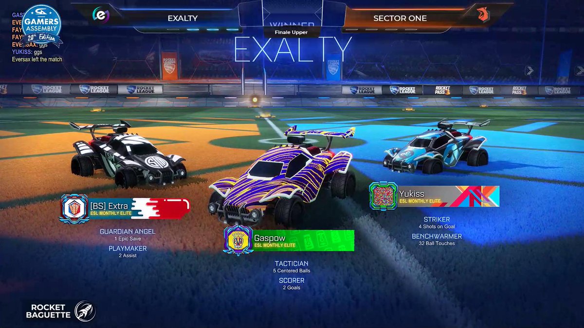 Exalty_FR's tweet image. 🏎️#GA2019

We win 4-0 vs @sectoroneeu 💪 
( we took our revenge 😋) 

Match 1 2-0 
Match 2 2-1
Match 3 2-1
Match 4 2-1

The next game will be played on the big stage at 7:30 pm 🙌

📺twitch.tv/rocketbaguette  

Lets go take the 🏆 @Extra_RL @YukissRL @GaspowRL