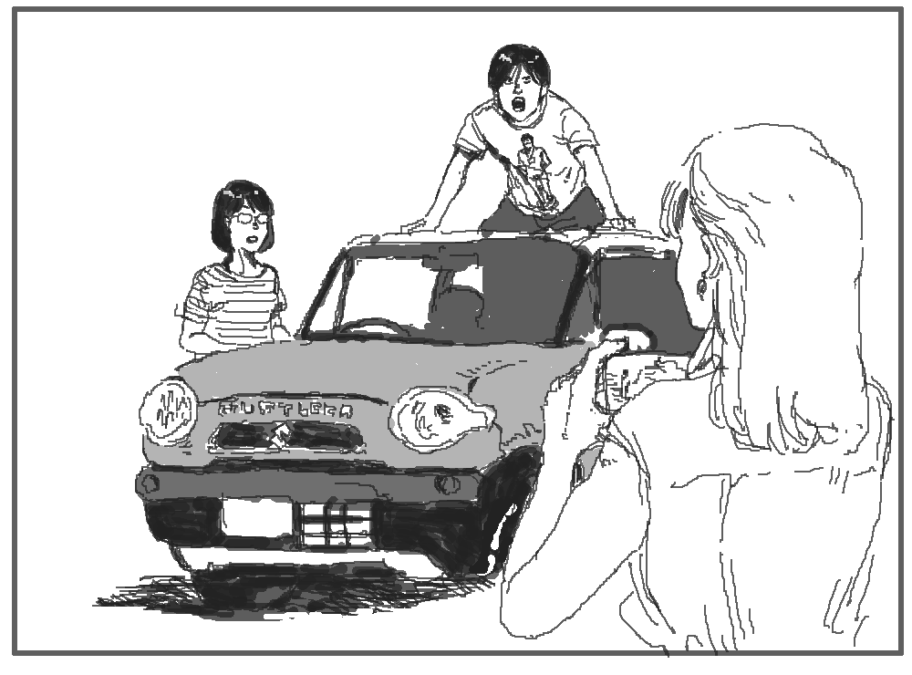 ドライブ先で記念写真撮るAKIRA好きな女。 