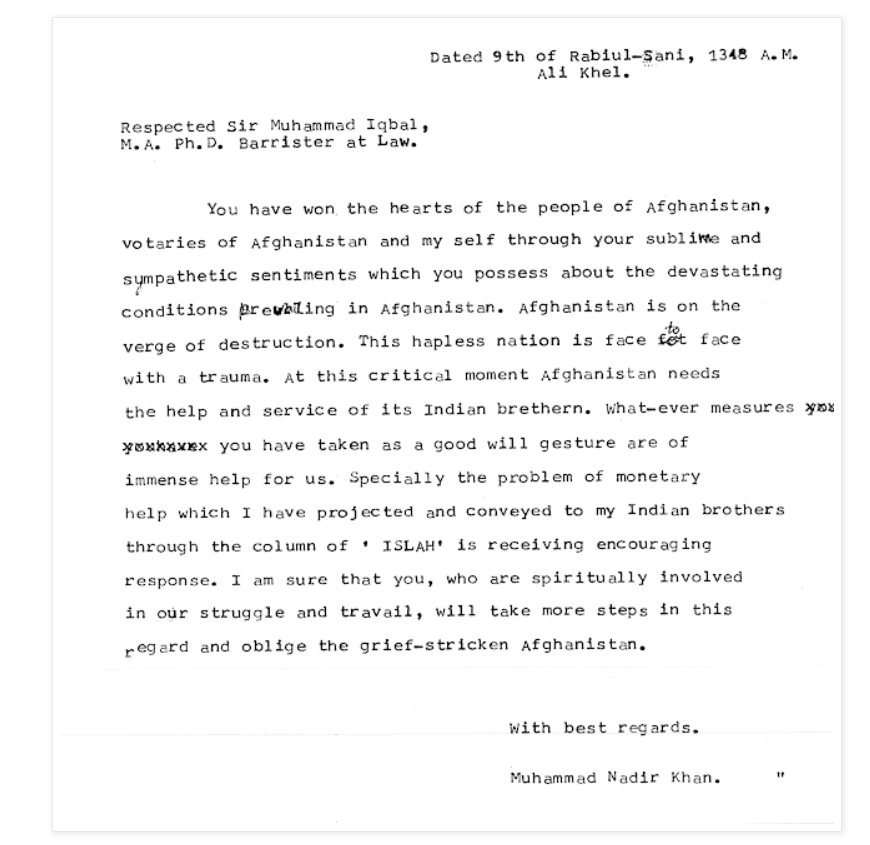 Did you know that  #AllamaIqbal supported Nadir Khan against Habibullah Kalkani & had collected funds to support him? Here is a letter of Nadir Khan (Later Nadir Shah) that he addressed to Allama Iqbal, dated September 11, 1929.via  @Pashz7 from the book of Iqbal and the Afghans.