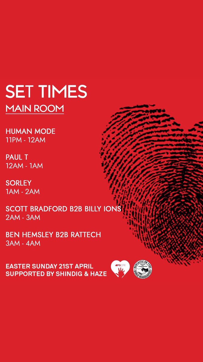 HazeRecs's tweet photo. SET TIMES 

@PG_CPR 
@shindiguk https://t.co/TSe60GGrYD