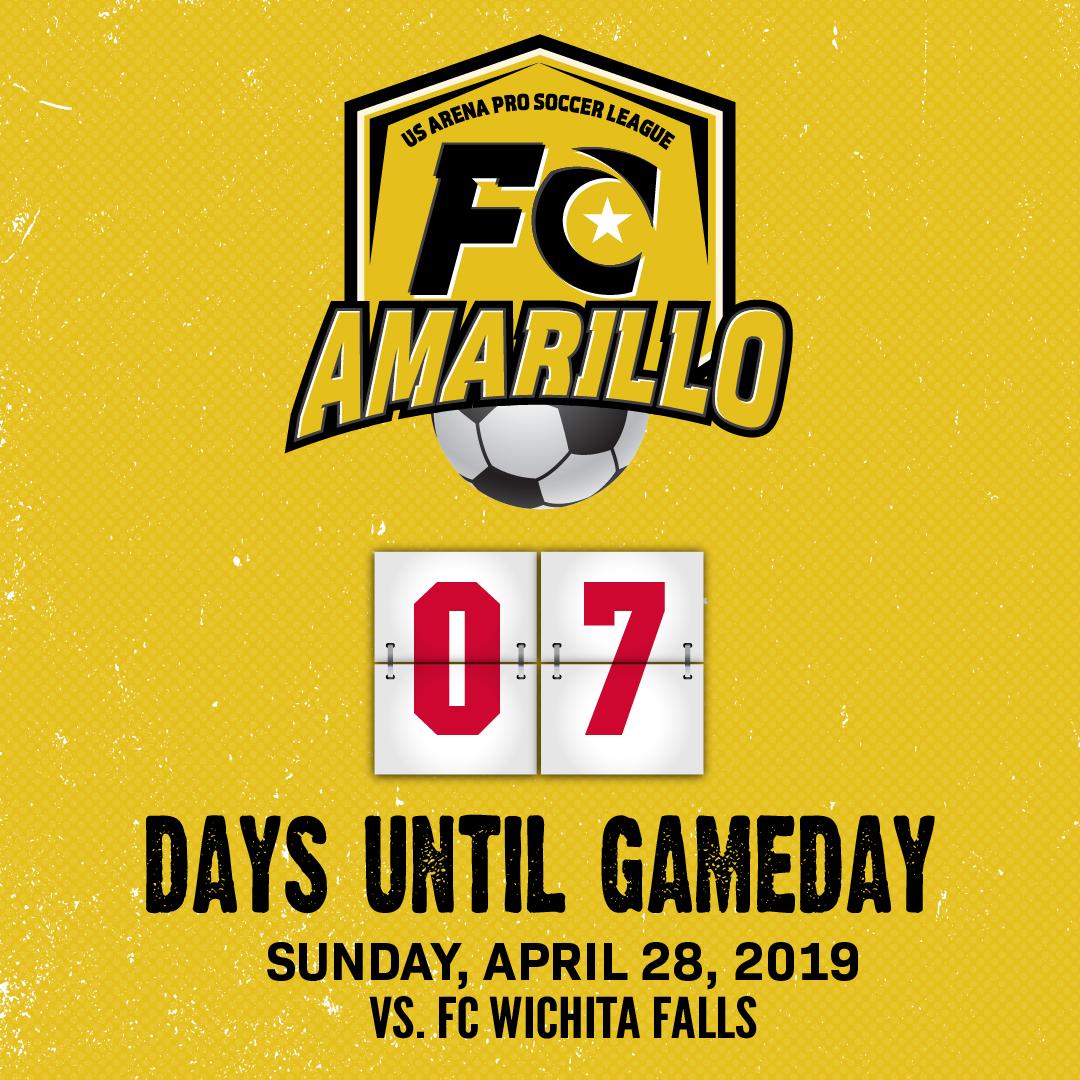 FC_Amarillo's tweet photo. Alright, FC Amarillo Fans, the countdown is on! Just 7 days until our first home game of the season at the Amarillo Civic Center! Get your tickets now - (806) 350-7277 ⚽️ #ItsTheFinalCountdown #FCAmarillo #ProSoccer #USAPSL #ComeKickItWithUs https://t.co/Vnh5P3tgRb
