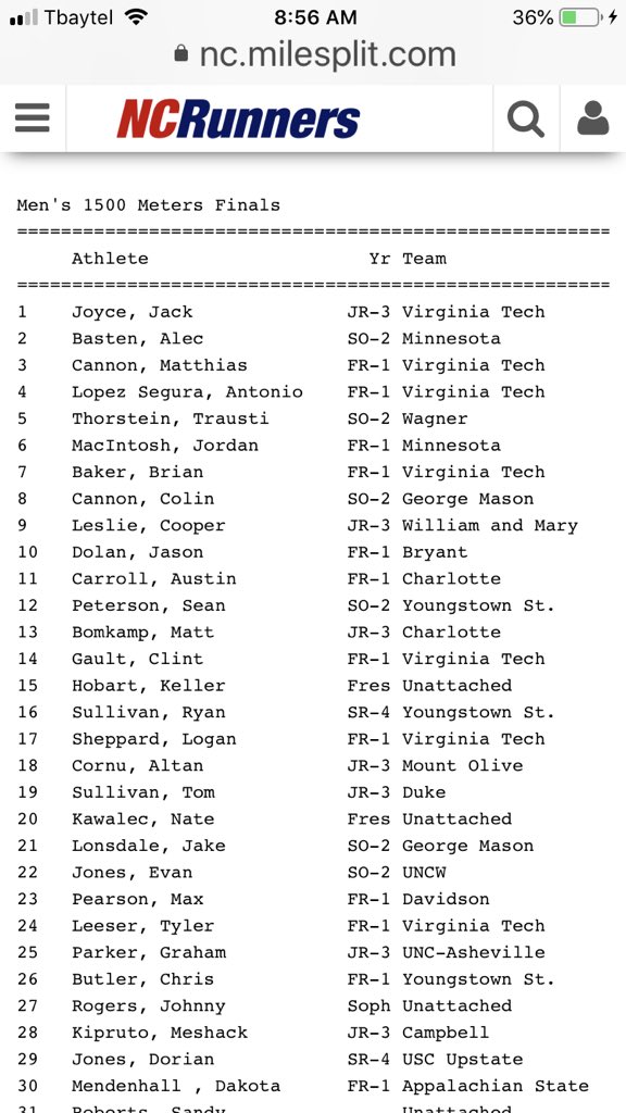 JenSmith1968's tweet photo. Congratulations @jordanmac44 !!! 6th out of 99 runners and a new personal best in the 1500 m. #gopher #universityofminnesota #hammarskjoldgrad #runner #hammgrad https://t.co/i1qWhTQarU