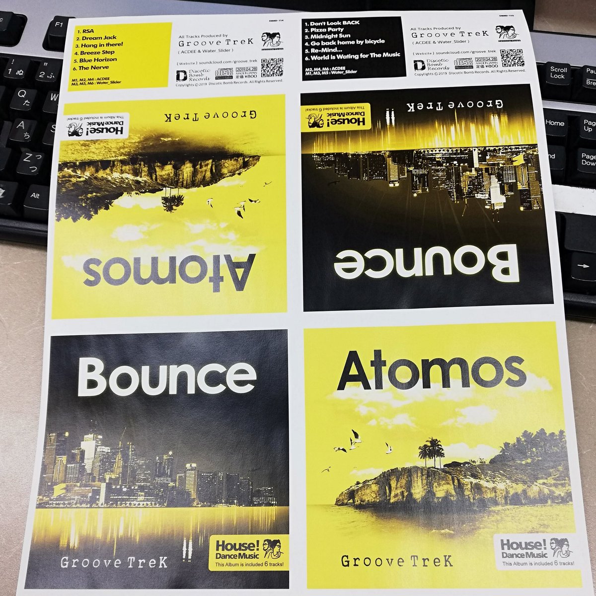 Water_Slider_tw's tweet photo. GrooveTrekの新譜の制作準備状況になります。
仕様としましては前回と変わらず、
「Atomos」「Bounce」のテーマごとに分けた
6曲入りのミニアルバムです。
曲調は、ざっくり4つ打ち系のインストハウス(テクノ寄りもあり)となっています。
試聴はもう少しお待ちを!
#春M3 #M3春 #GrooveTrek https://t.co/n3ha81vRPB