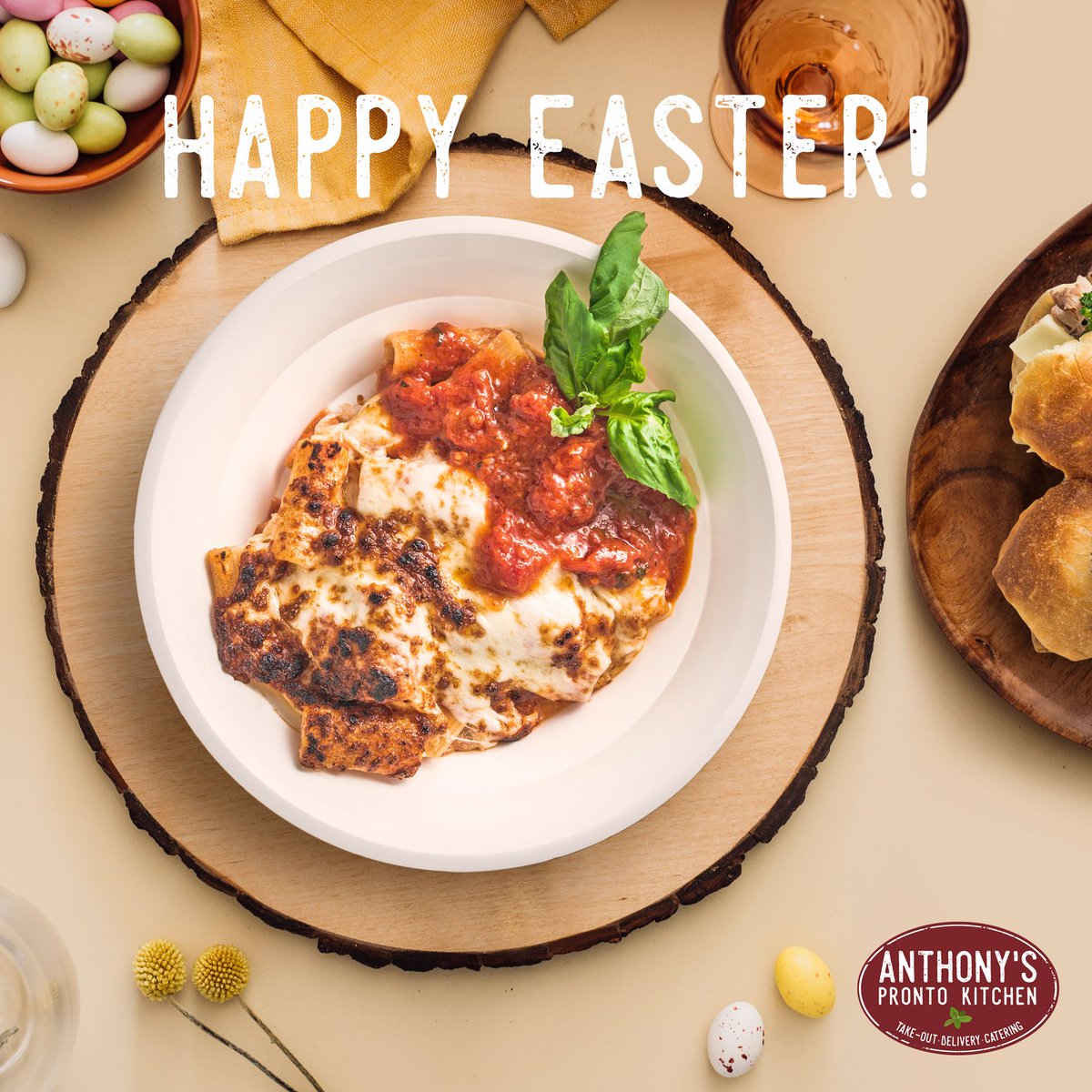 AnthonysPronto's tweet photo. Wishing everyone a Happy Easter from all of us at Anthony's Pronto Kitchen! And we hope the Easter Bunny is bringing you some #ItalianMadeEasy today 😉. https://t.co/5v5cotu4Ug