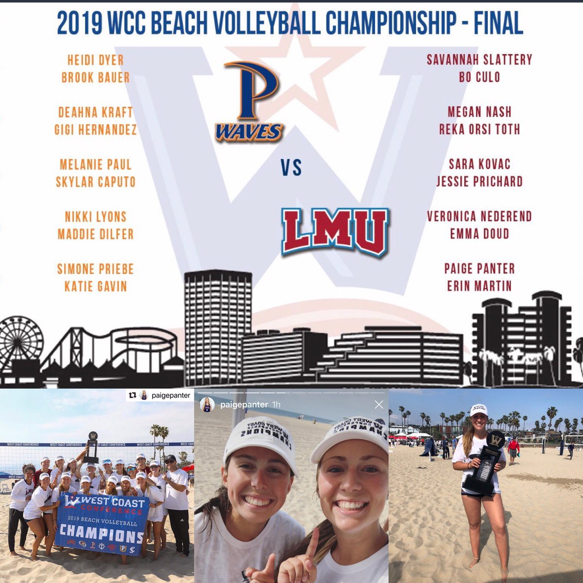 janadeleon2k's tweet photo. West Coast Conference Champions🏆 Congrats to @PaigePanter3 &amp; @lmulionsBEACH on making history🦁 https://t.co/3NU4qJOKWl