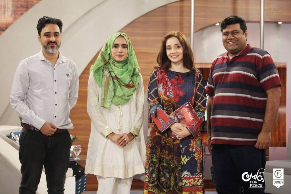 CfxComics's tweet photo. A proud moment to have our team at Juggun at Home on PTV to discuss the Comics for Peace project!
Stay tuned for the interview which will be uploaded soon.
#CFP #cfxcomics #comics #madeinPakistan #comicsinPakistan #Pakistan #youthinclusivity #comicforpeace #morningwithJuggun https://t.co/vM5tm40RU2