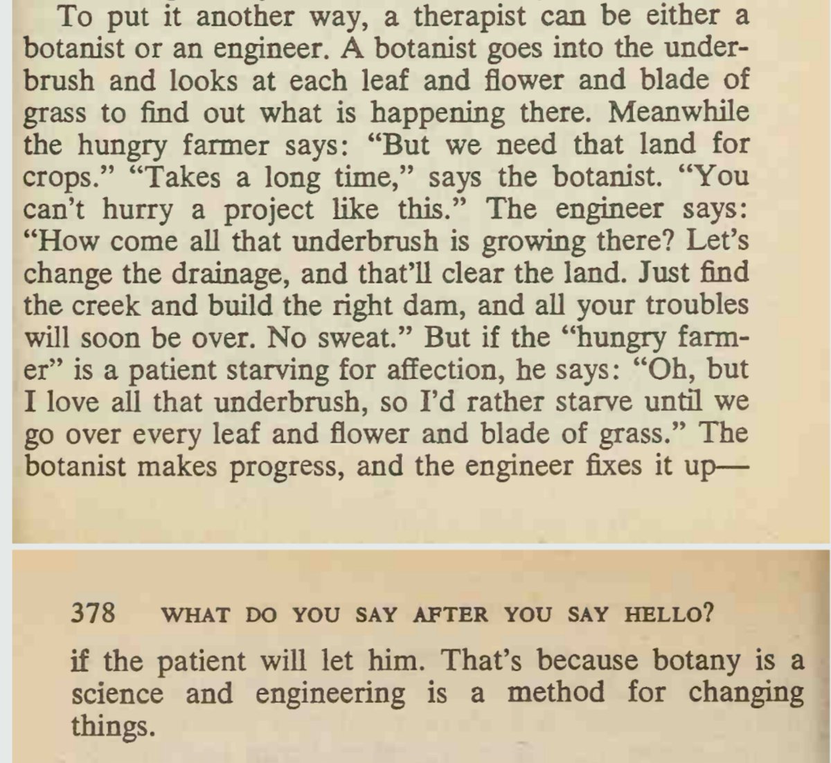 Therapy as Botany vs Therapy as Engineering