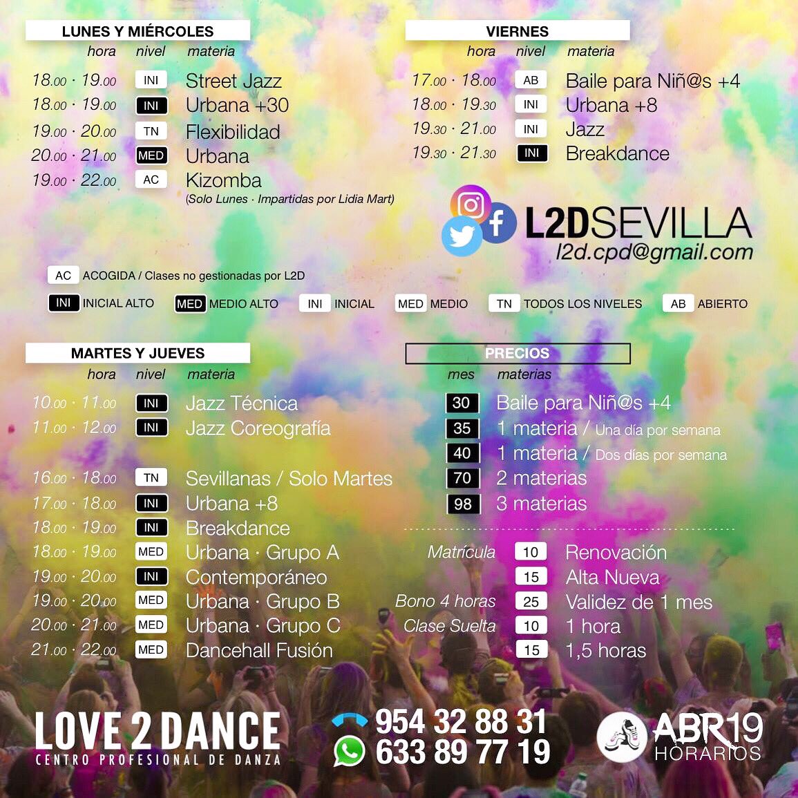 L2DSevilla's tweet photo. ¿Ganas de bailar? 
¡Mañana retomamos las clases! 🎉

Echa un vistazo a nuestros horarios y planifica tus clases para el mes de Abril. https://t.co/3bXJxyZpiF