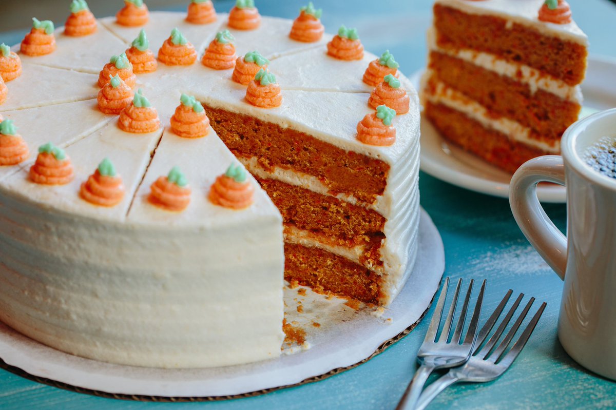 VeggieGalaxy's tweet photo. What are you eating today? We think our Spring-y Sweet Potato Carrot Cake was invented for this very occasion. “This occasion” being pretty much any day of the year. 🥕🍰🍴#veganbakery #cakeoccasions https://t.co/bvkt3JBMAa