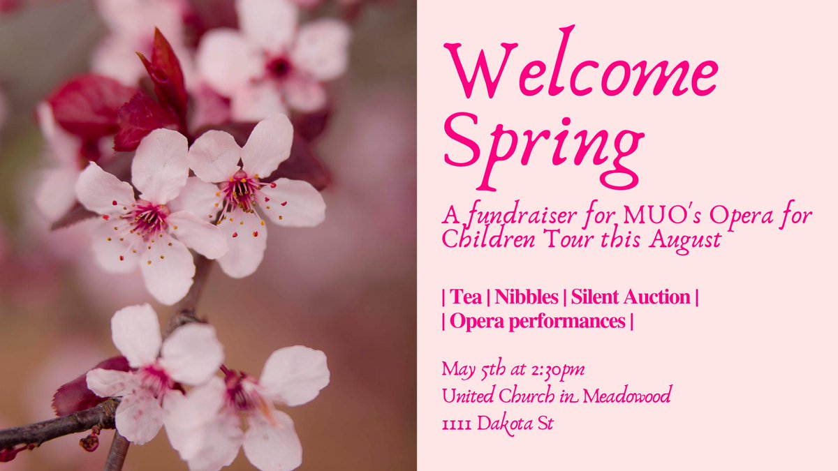 Continuing with our countdown to the Welcome Spring fundraiser: 2 weeks to go! You were probably going to spend the afternoon eating sweets and listening to music anyway, so why not help bring opera to the children of Winnipeg at the same time? canadahelps.org/en/charities/m…