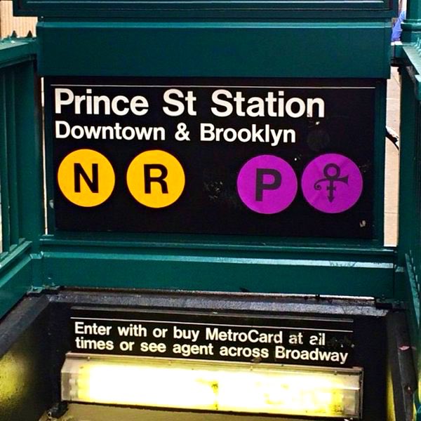 Always keeping this purple concord jam on replay on his anniversary. Done the day he passed. 💜☔️✊🏾 #RIPPrince #Prince #NYC #SoHo #InMemoriam #Subway #SubwayArt #Symbol #Purple #P #Prince4Ever #TheBest #PrinceStreet #Dope #Creative #Vandalism #HappyEaster #Snaps #PrinceFansOnly
