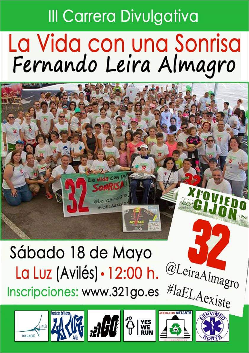 Os presento el cartel definitivo de la III Carrera Divulgativa "La Vida con una Sonrisa". Continuamos con la labor que inició Fernando. Nos vemos el 18 de mayo?? Más info en la página de Facebook "La Vida con una Sonrisa"  #laELAexiste #dorsal32