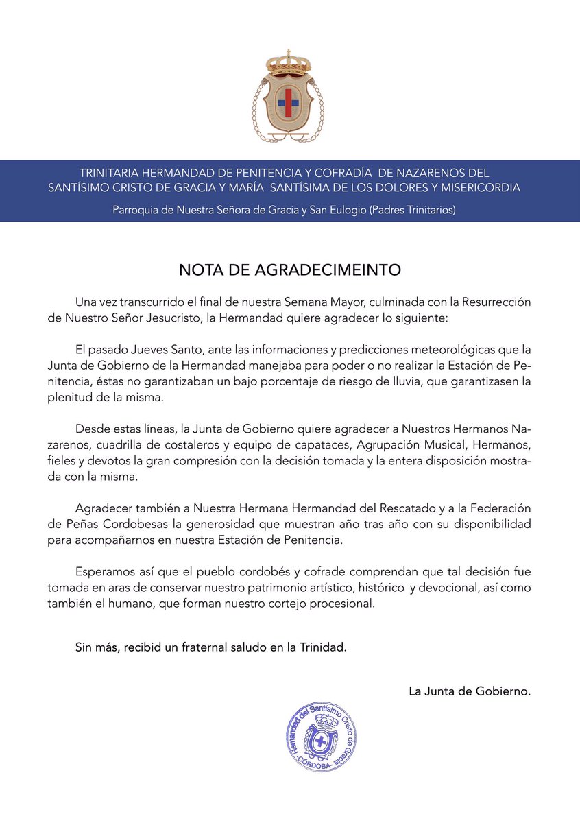 Cristode_Gracia's tweet photo. 📌NOTA DE AGRADECIMIENTO JUEVES SANTO 2019
👉🏼 https://t.co/JonbwCvnKf https://t.co/fnNX5BzQnv
