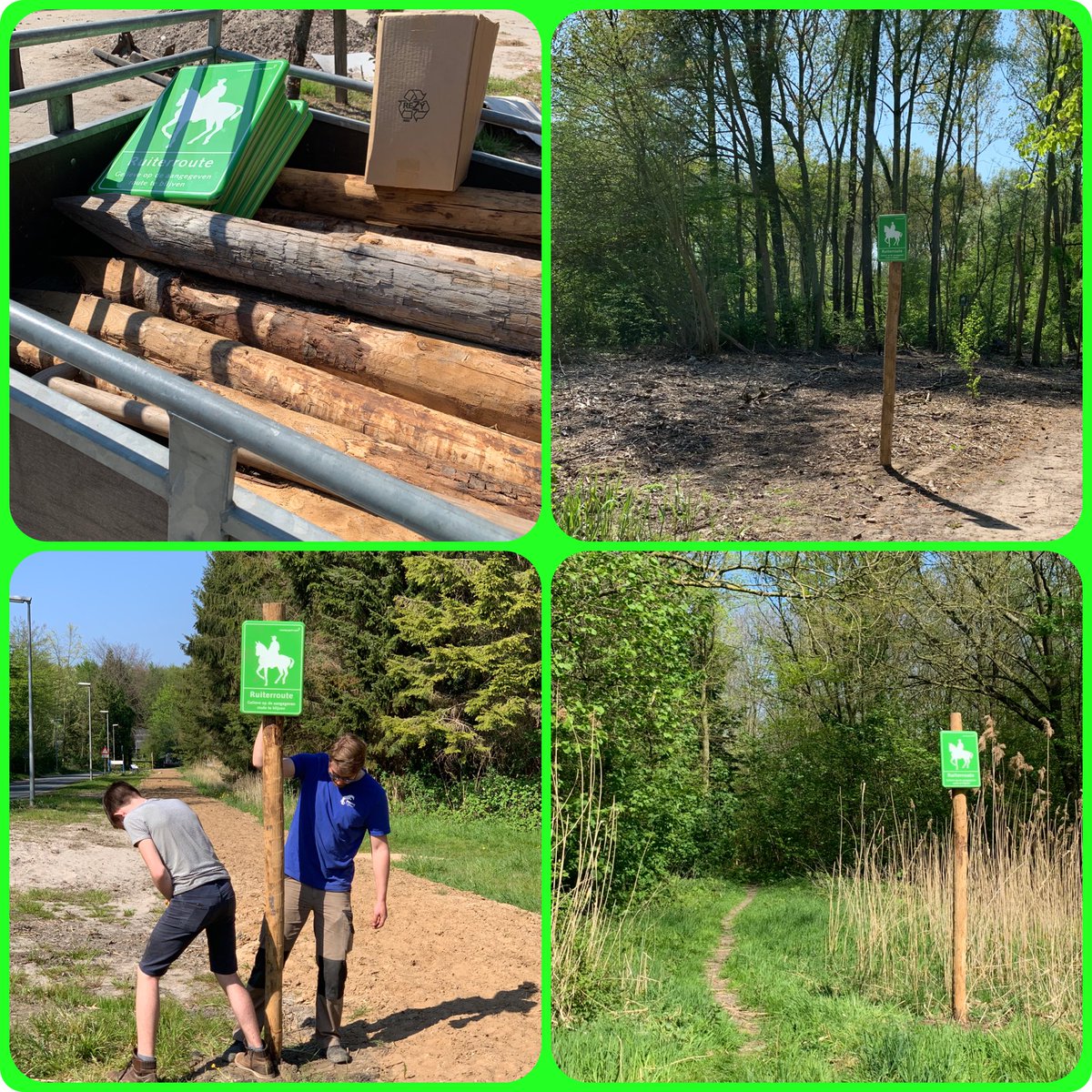 Wat is het geweldig om met dit prachtige weer samen met je paard of pony een #bosrit te maken. Daarom ook zijn PPL-vrijwilligers gisteren begonnen met het verbeteren en herstellen van de route-borden langs de #ruiterpaden. Er is nog veel te doen, maar het begin is gemaakt.