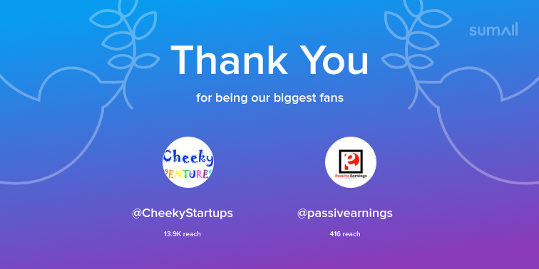 BYMblog's tweet photo. Our biggest fans this week: @CheekyStartups, @passivearnings. Thank you! via https://t.co/YOEfqfP3ev https://t.co/YZ8r75dYsX